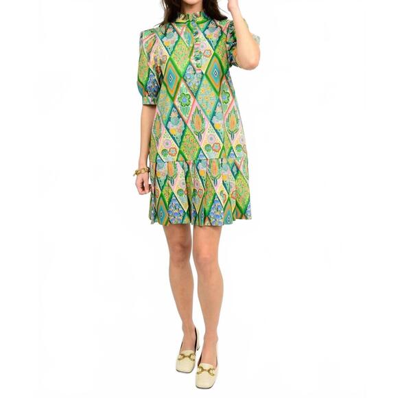 NEW IVY JANE pleated hem mini dress in green - Picture 3 of 3